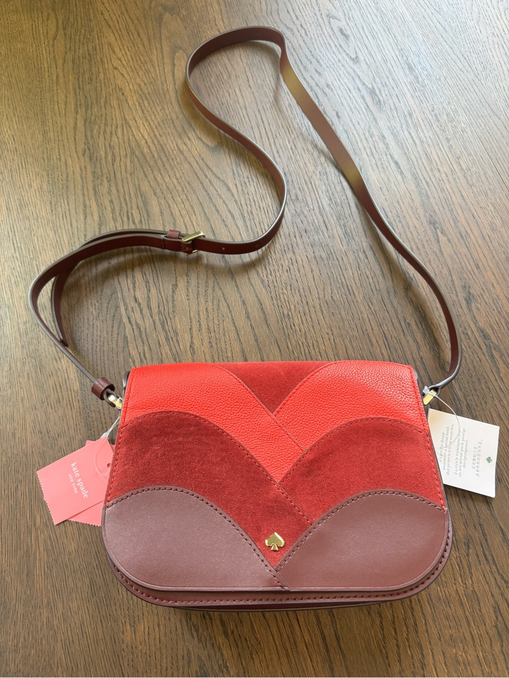 kate spade Red & Burgundy Mixed-Material Crossbody Bag